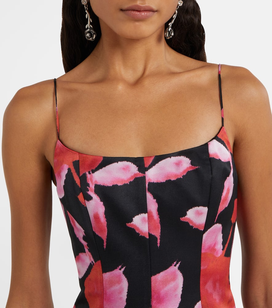 Blumarine Printed Satin Minidress In Black