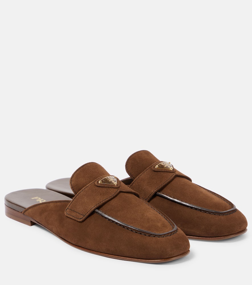 Logo suede mules