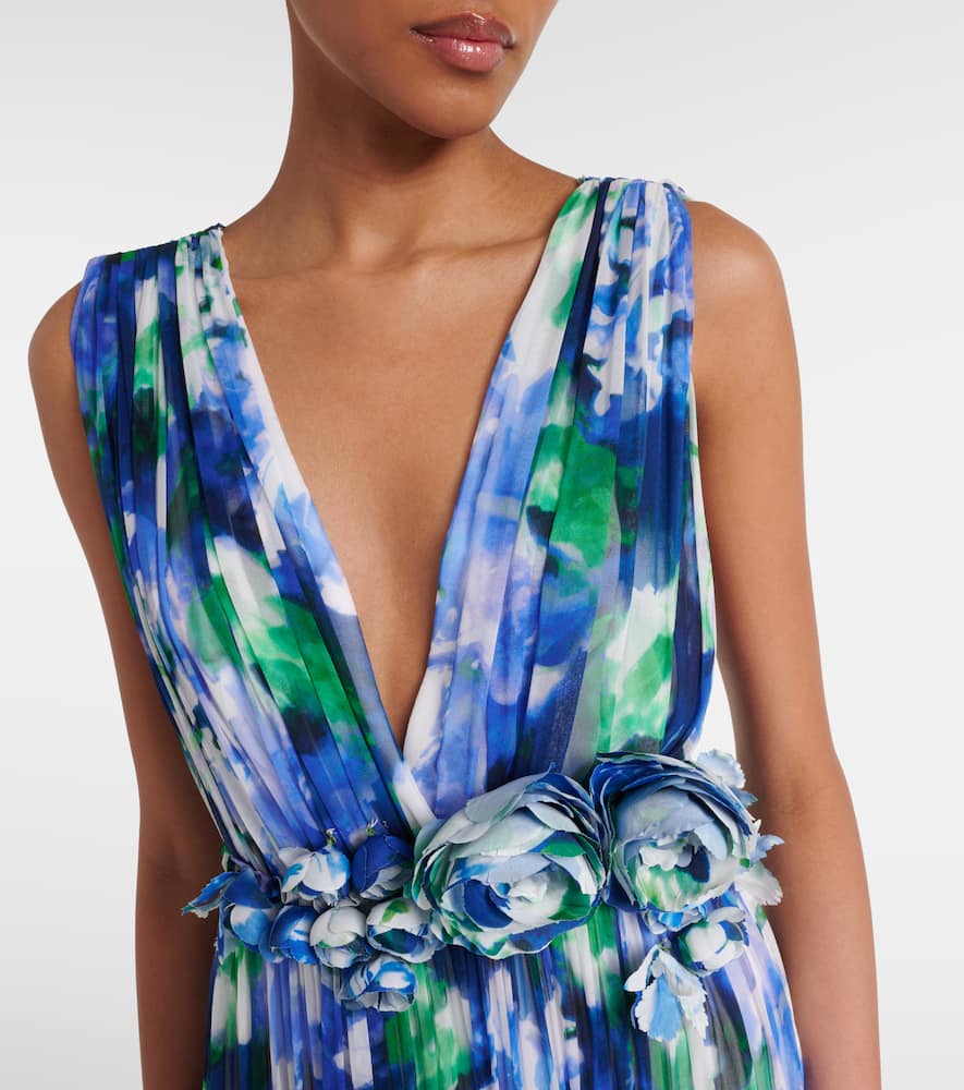 Shop Costarellos Arella Floral Silk Georgette Gown In Multicoloured