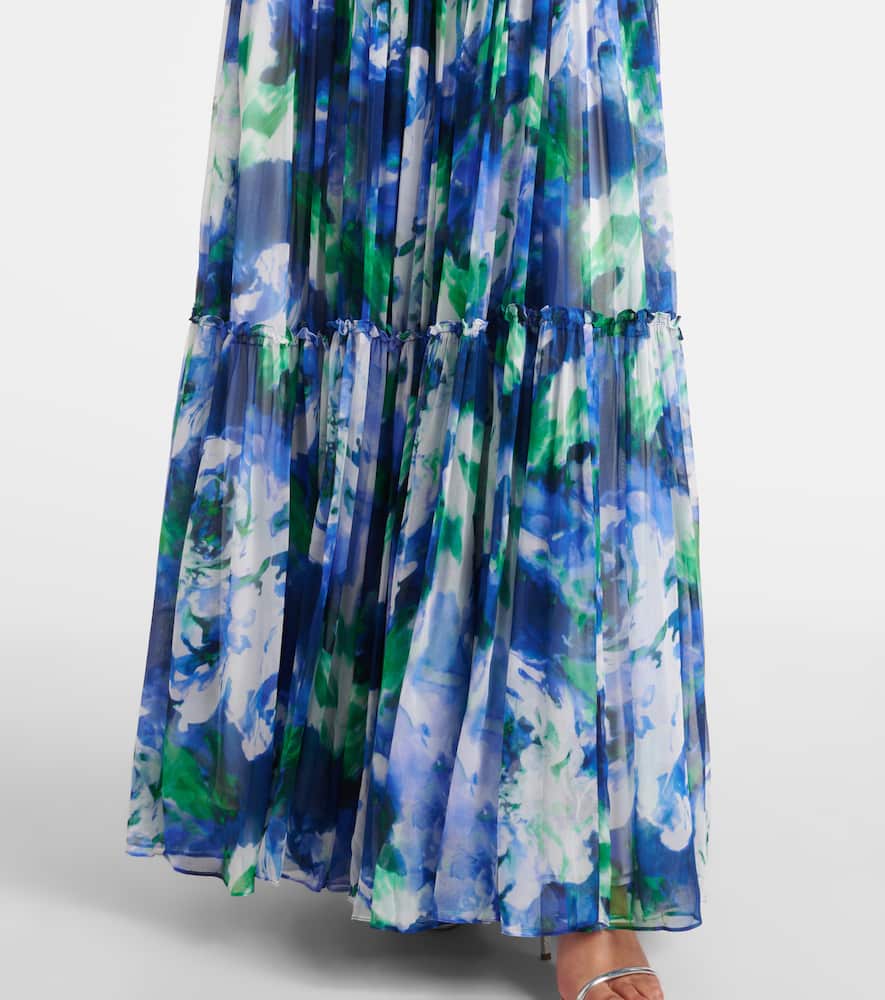 Shop Costarellos Arella Floral Silk Georgette Gown In Multicoloured