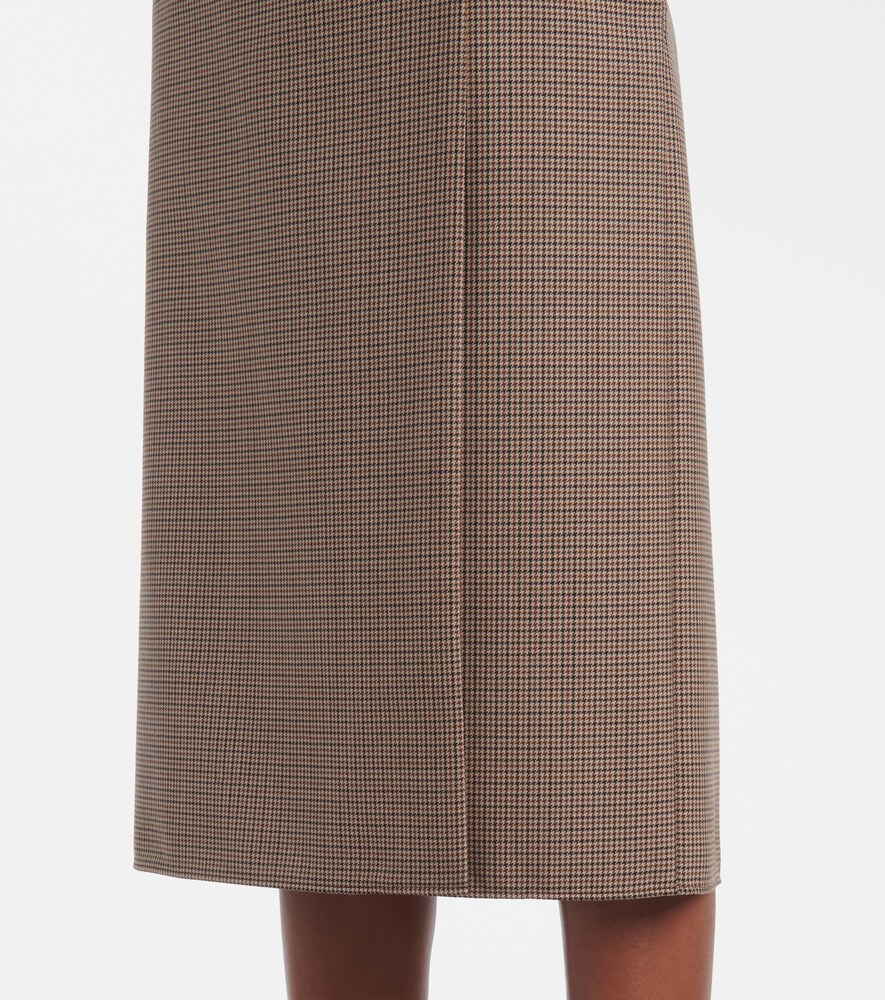 Houndstooth Wool Pencil Skirt