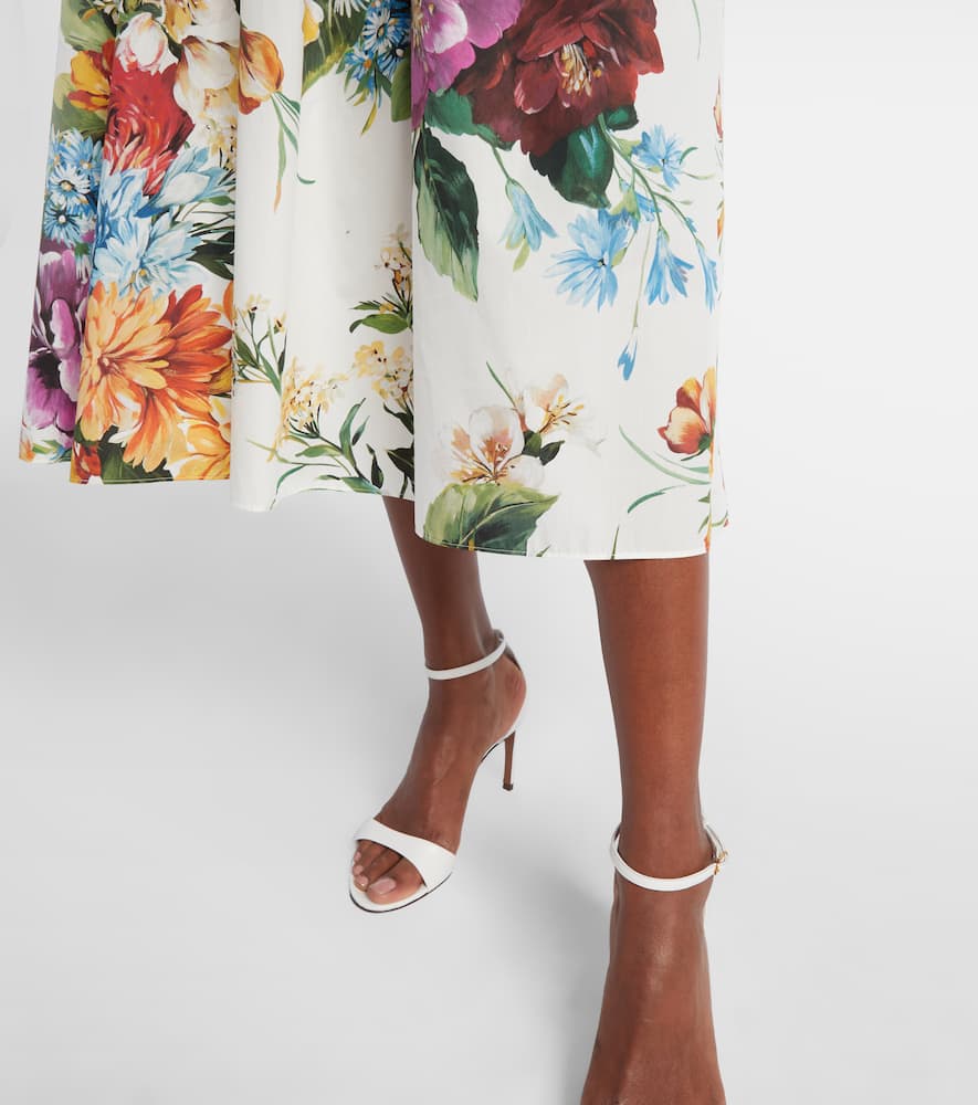 Dolce & Gabbana Pleated Floral-print Cotton-poplin Midi Dress In Multi