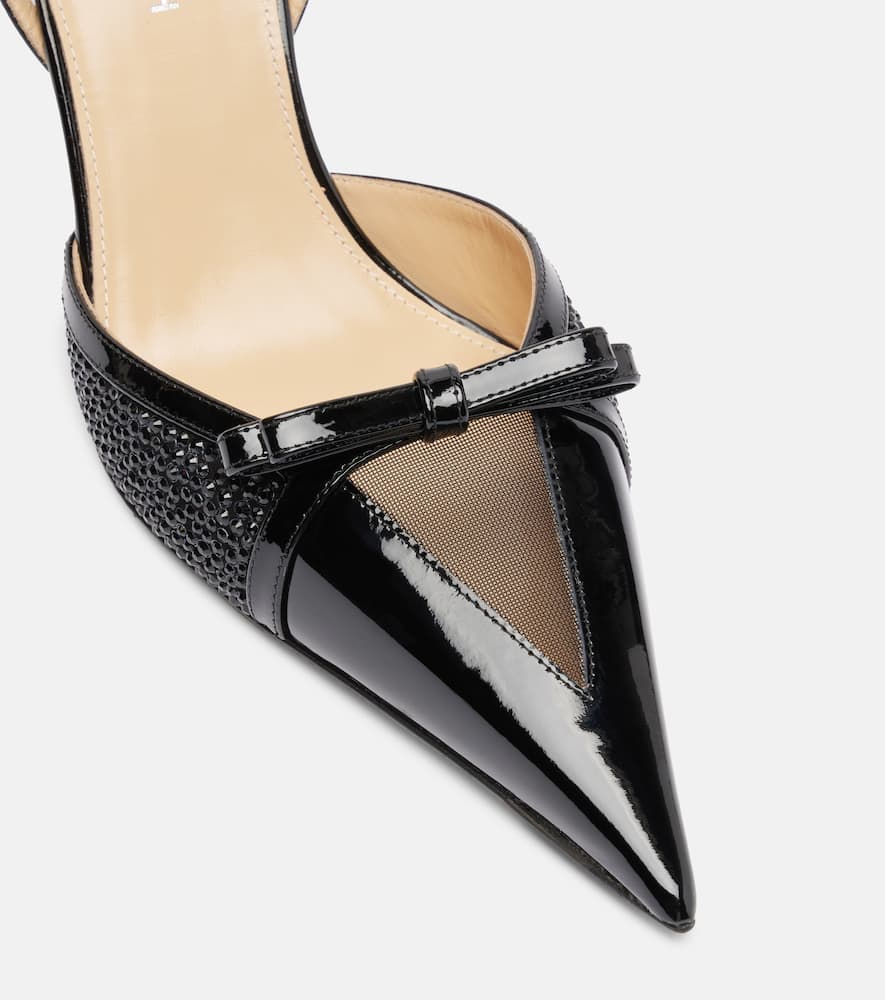 Mach&mach Triangle 85 Leather Slingback Pumps In Black