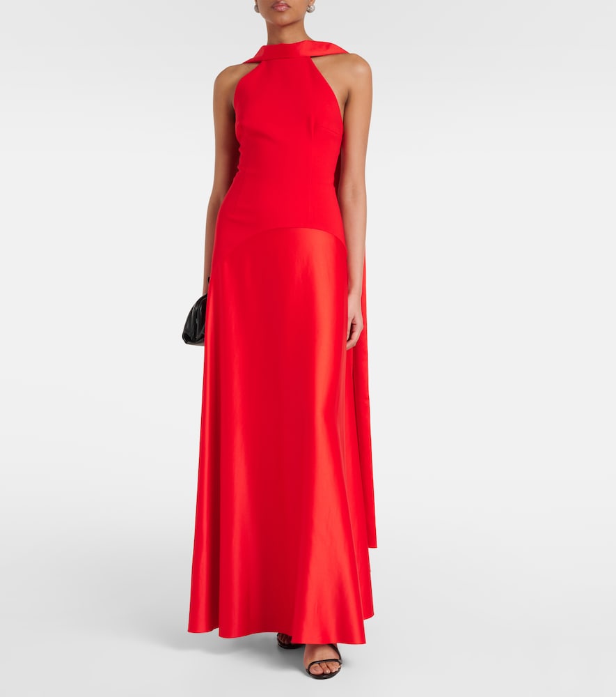 Solace London Cece crêpe and satin maxi dress