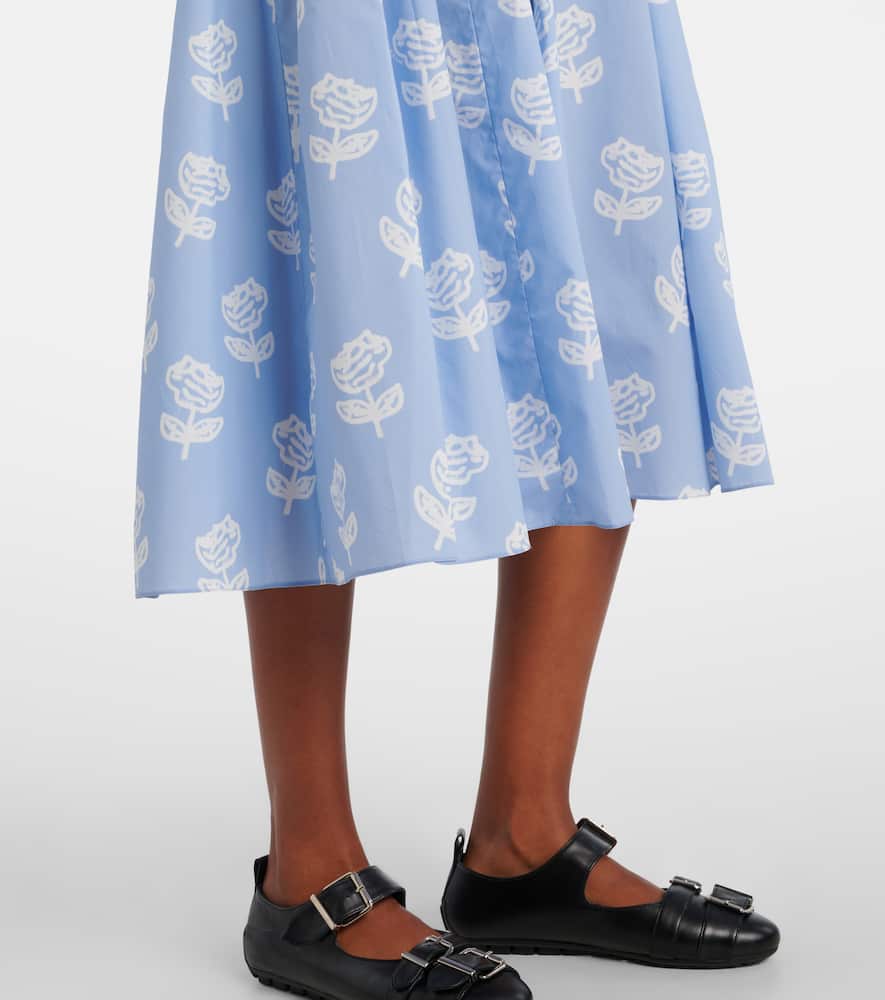 Marni Floral Cotton Midi Dress In Blue