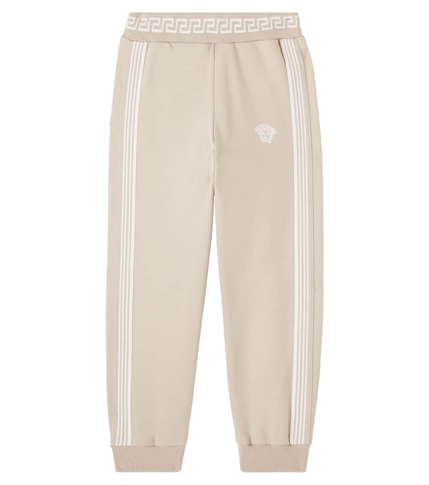 Versace Medusa Cotton Fleece Track Pants In Neutral