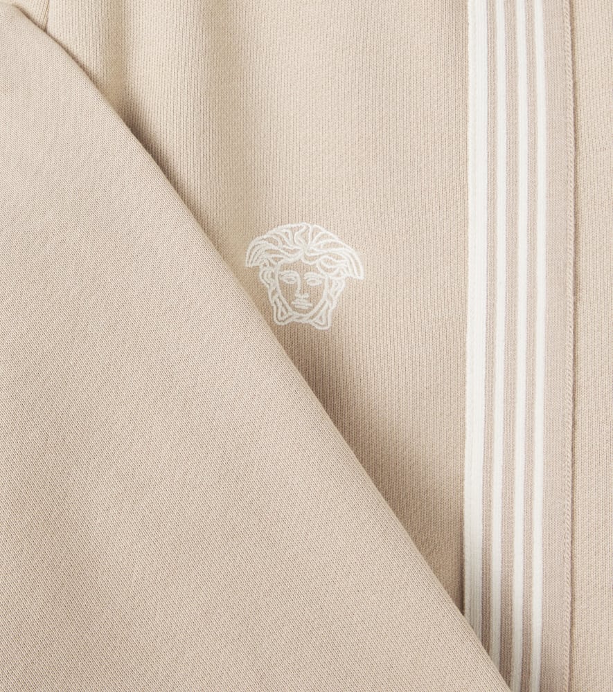 Versace Medusa Cotton Fleece Track Pants In Neutral