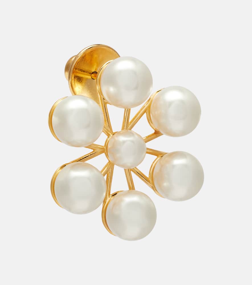 Oscar De La Renta Floral Faux Pearl Earrings In Gold