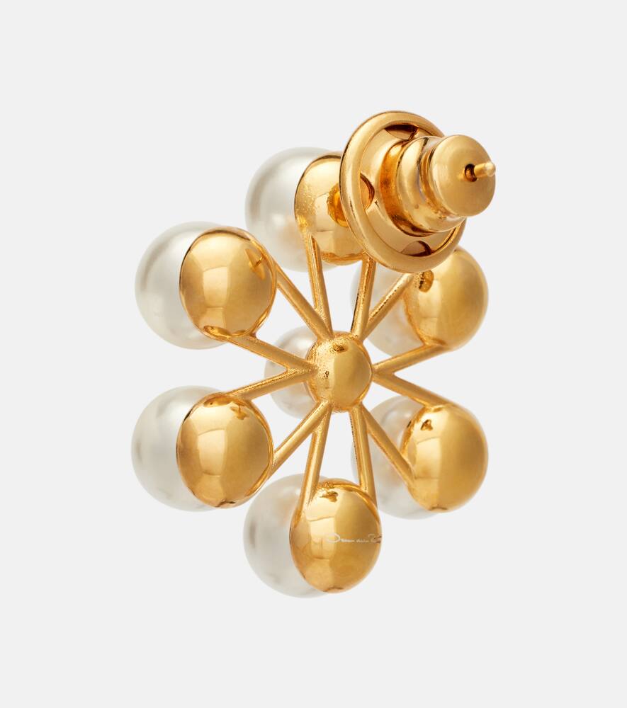 Oscar De La Renta Floral Faux Pearl Earrings In Gold