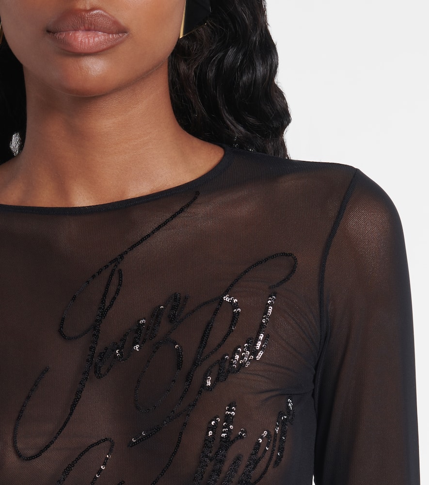 Jean Paul Gaultier Top The Sequin In Tulle Nero Donna In Black