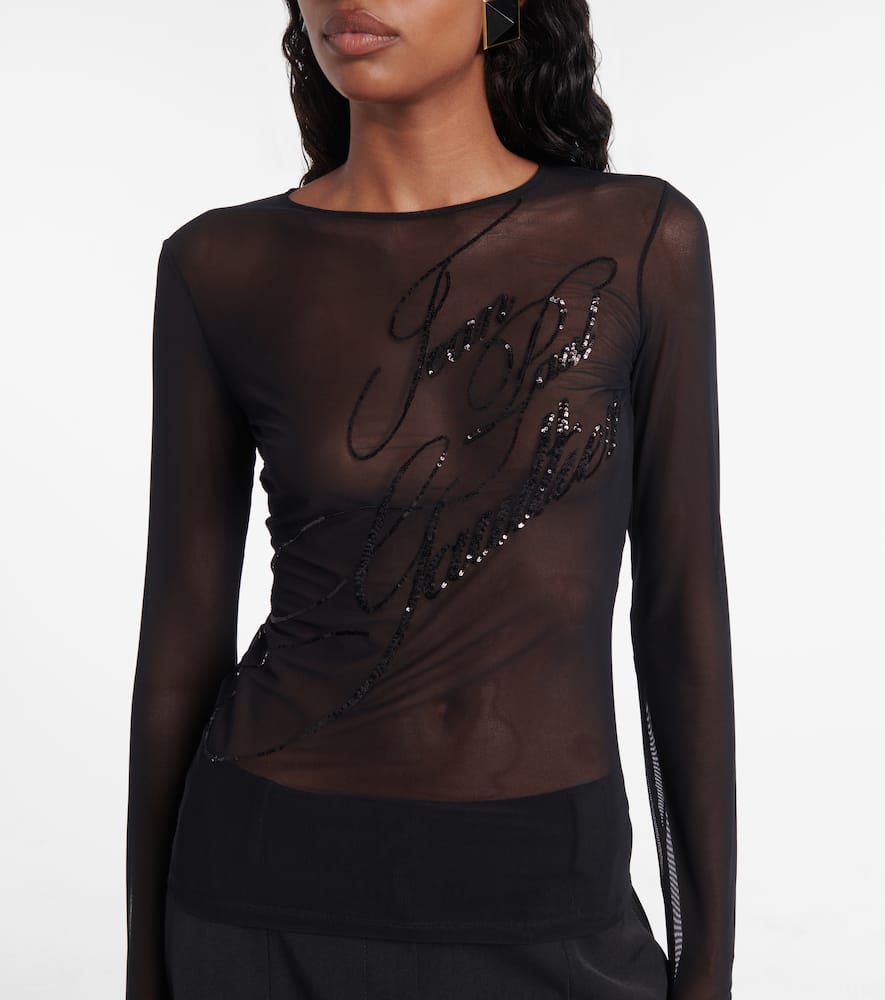 Jean Paul Gaultier Top The Sequin In Tulle Nero Donna In Black
