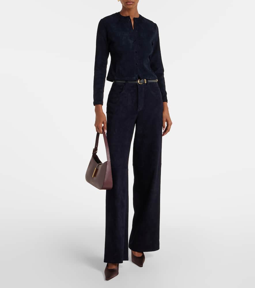 Stouls Mytheo High-rise Suede Wide-leg Pants In Blue