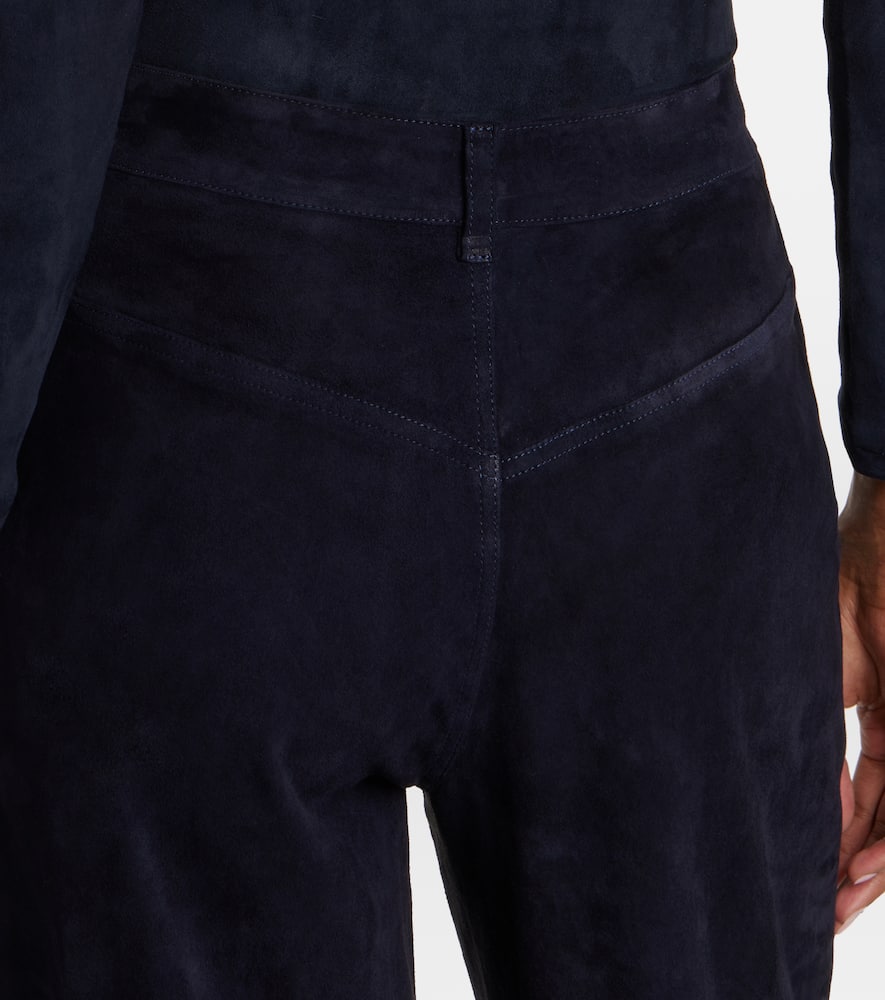 Stouls Mytheo High-rise Suede Wide-leg Pants In Blue