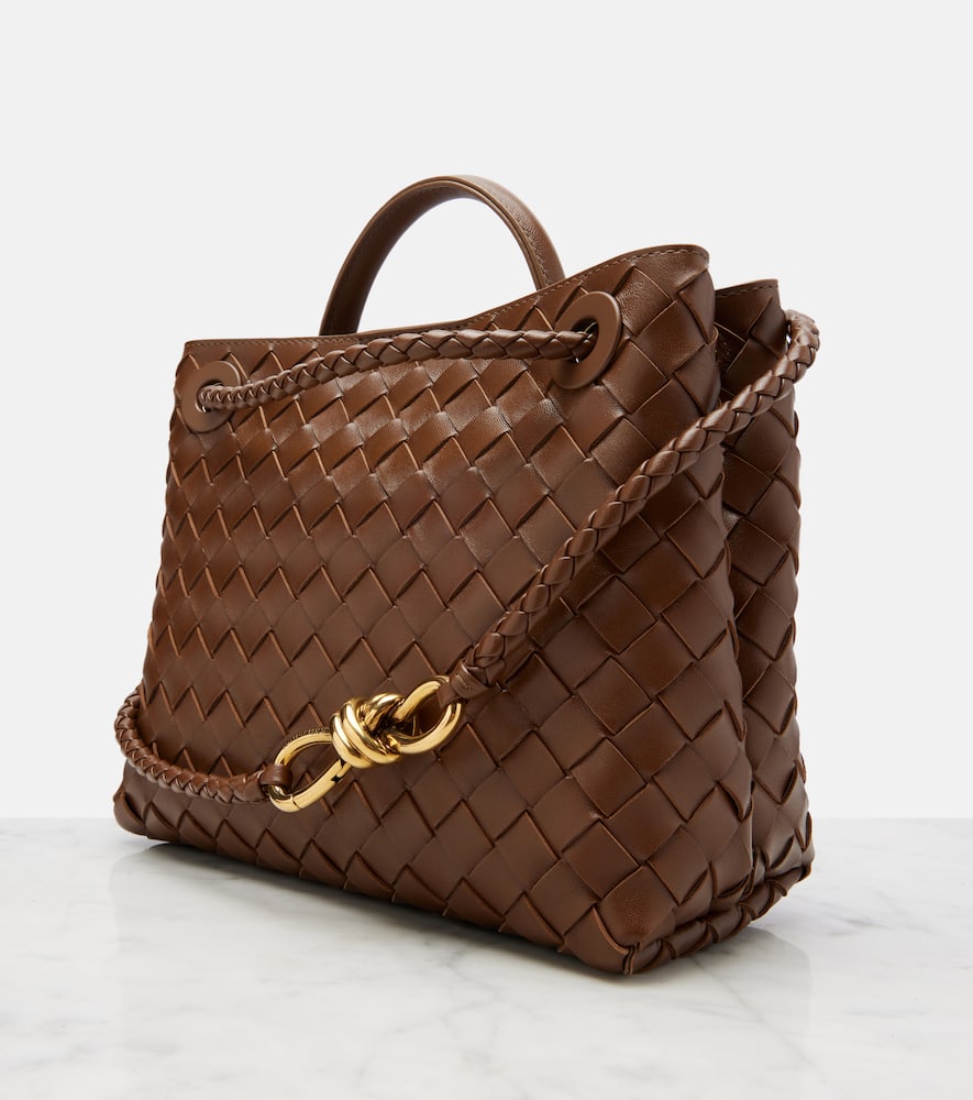 Bottega Veneta Andiamo Intrecciato Small Leather Tote Bag In Brown