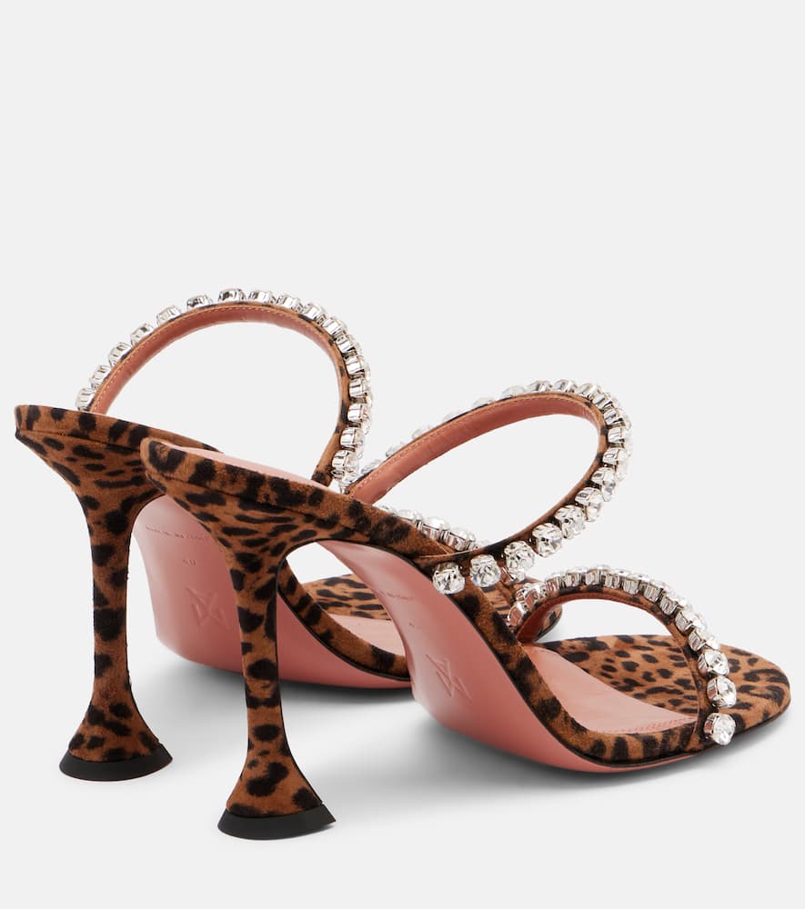 Amina Muaddi Gigi 95 Leopard-print Suede Mules In Multi