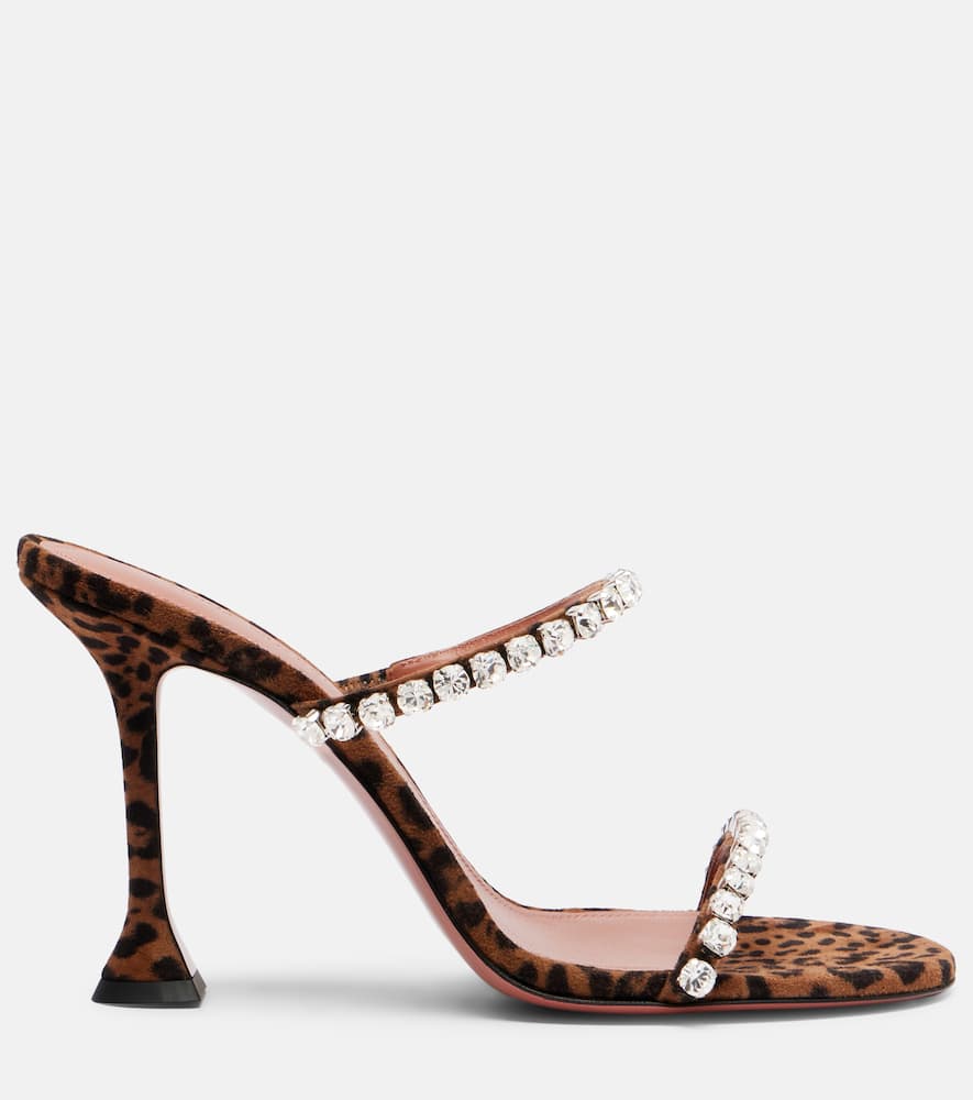 Amina Muaddi Gigi 95 Leopard-print Suede Mules In Multi