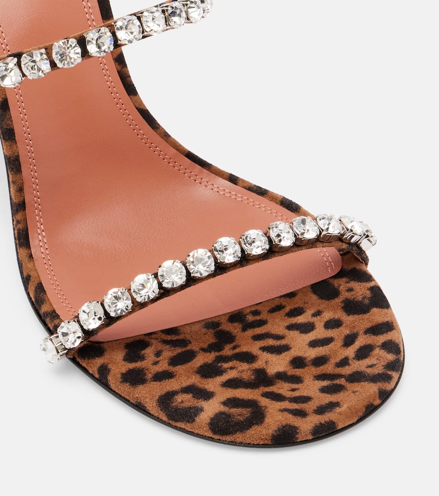 Amina Muaddi Gigi 95 Leopard-print Suede Mules In Multi
