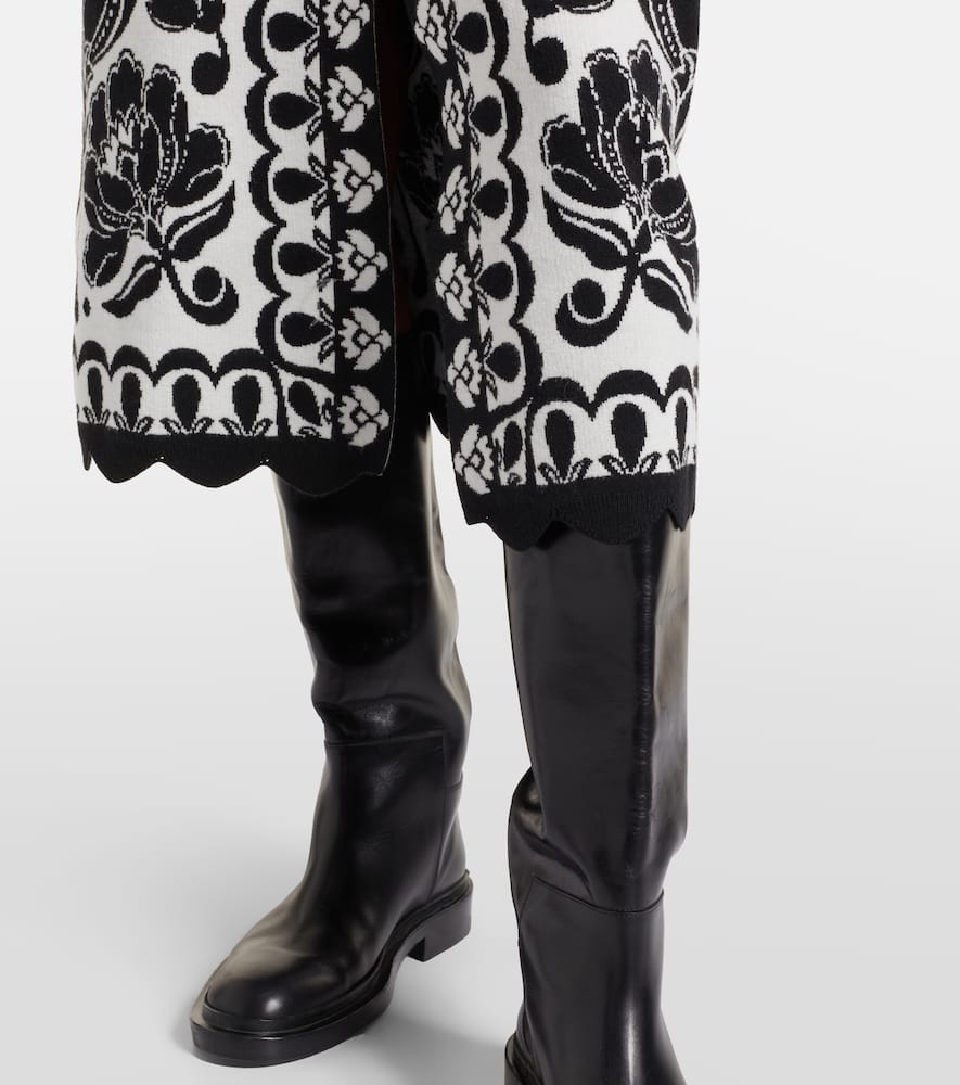 Farm Rio Floral Arabesque Jacquard Midi Skirt In Black