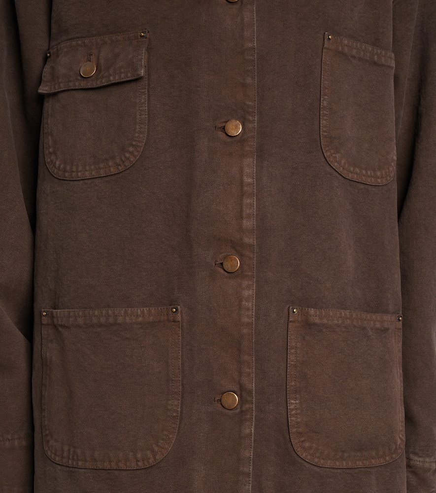 Prada Leather-trimmed Cotton Canvas Field Jacket In Brown