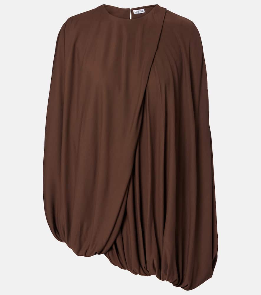Loewe Asymmetric Draped Jersey Top In Brown