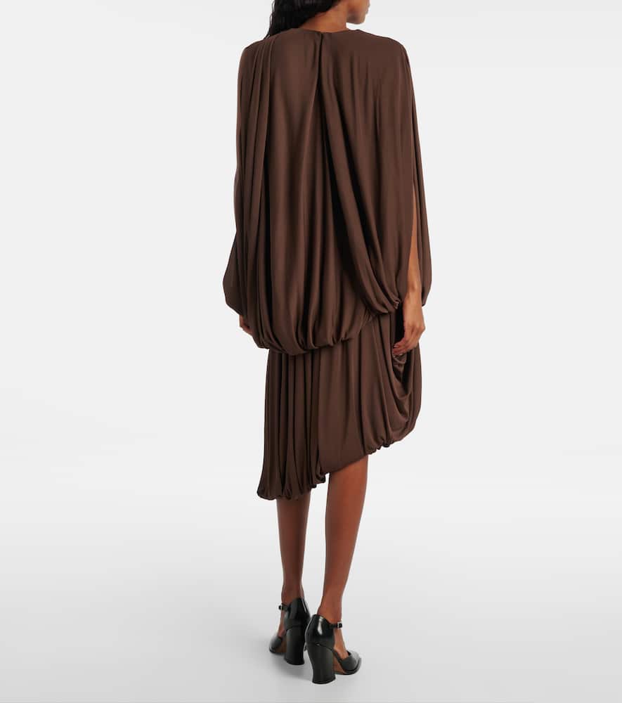 Loewe Asymmetric Draped Jersey Top In Brown