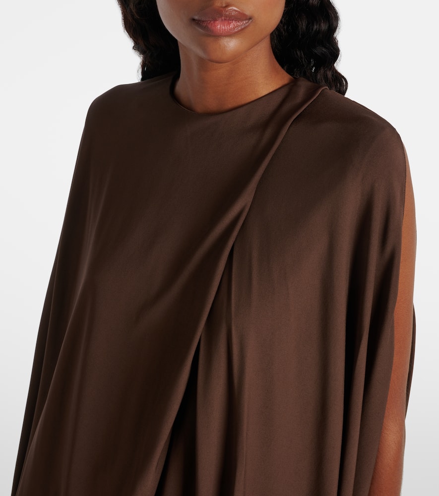 Loewe Asymmetric Draped Jersey Top In Brown