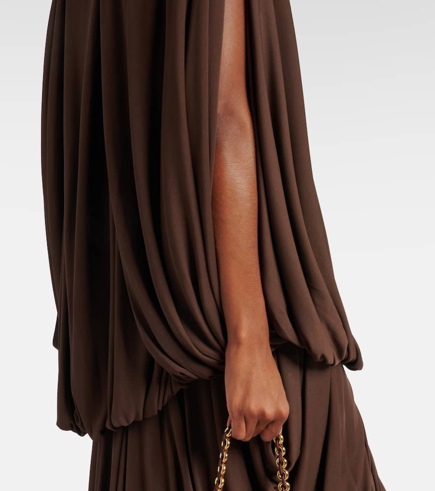 Loewe Asymmetric Draped Jersey Top In Brown