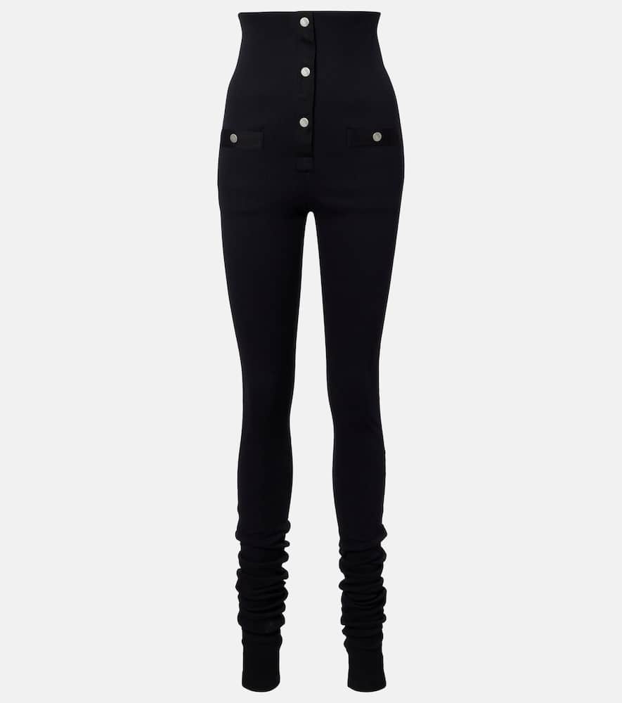 Attico High-rise Cotton Jersey Stirrup Leggings In Black