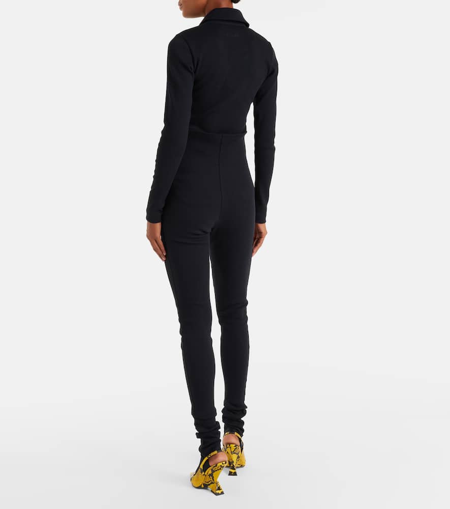 Attico High-rise Cotton Jersey Stirrup Leggings In Black