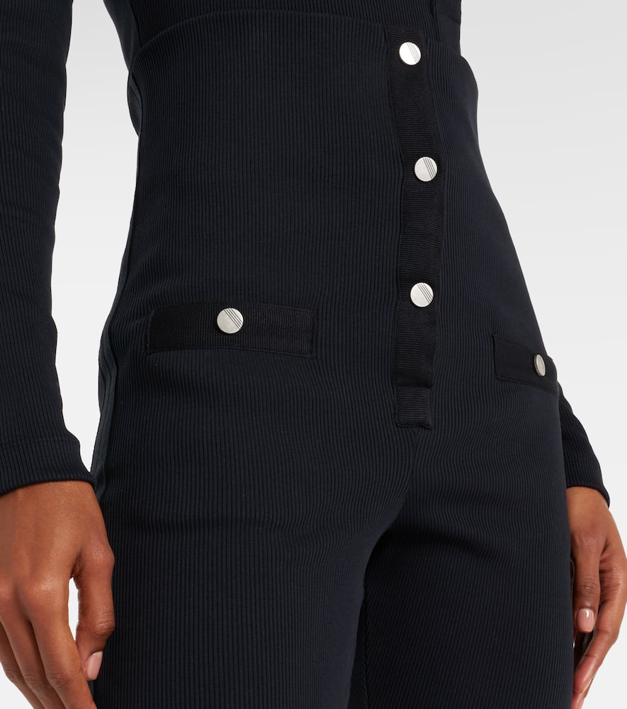 Attico High-rise Cotton Jersey Stirrup Leggings In Black