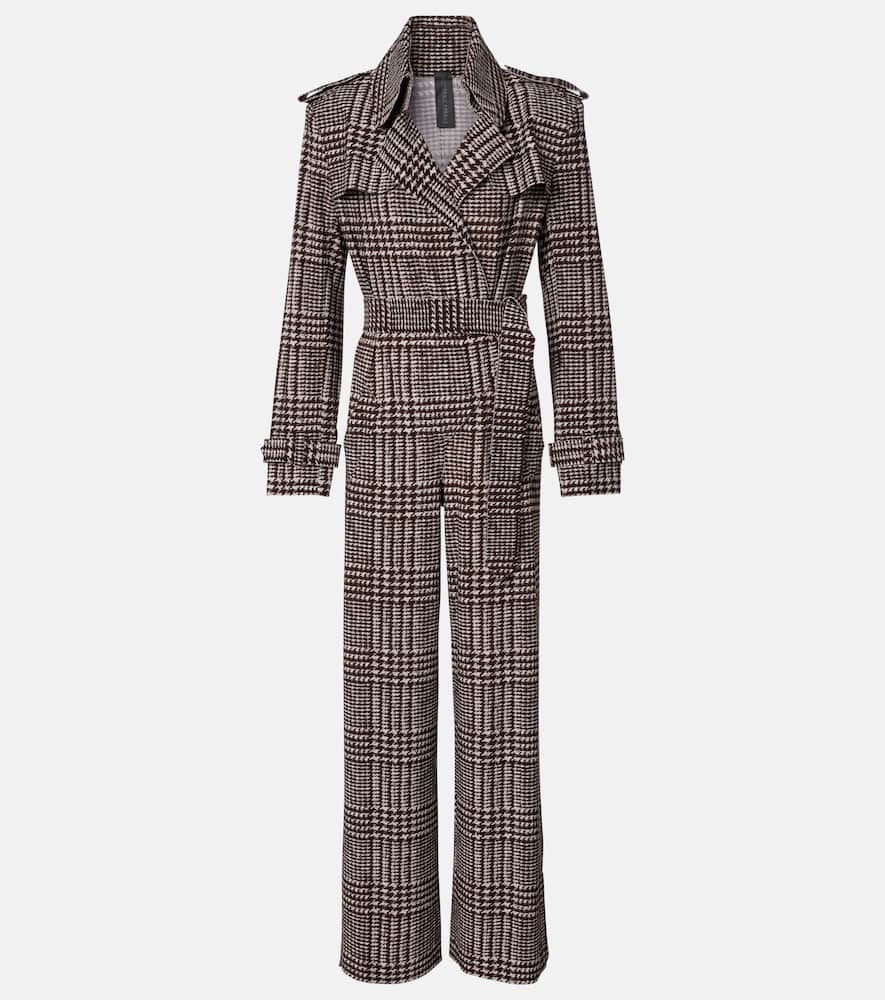 Norma Kamali Prince Of Wales Check Jumpsuit In Brown