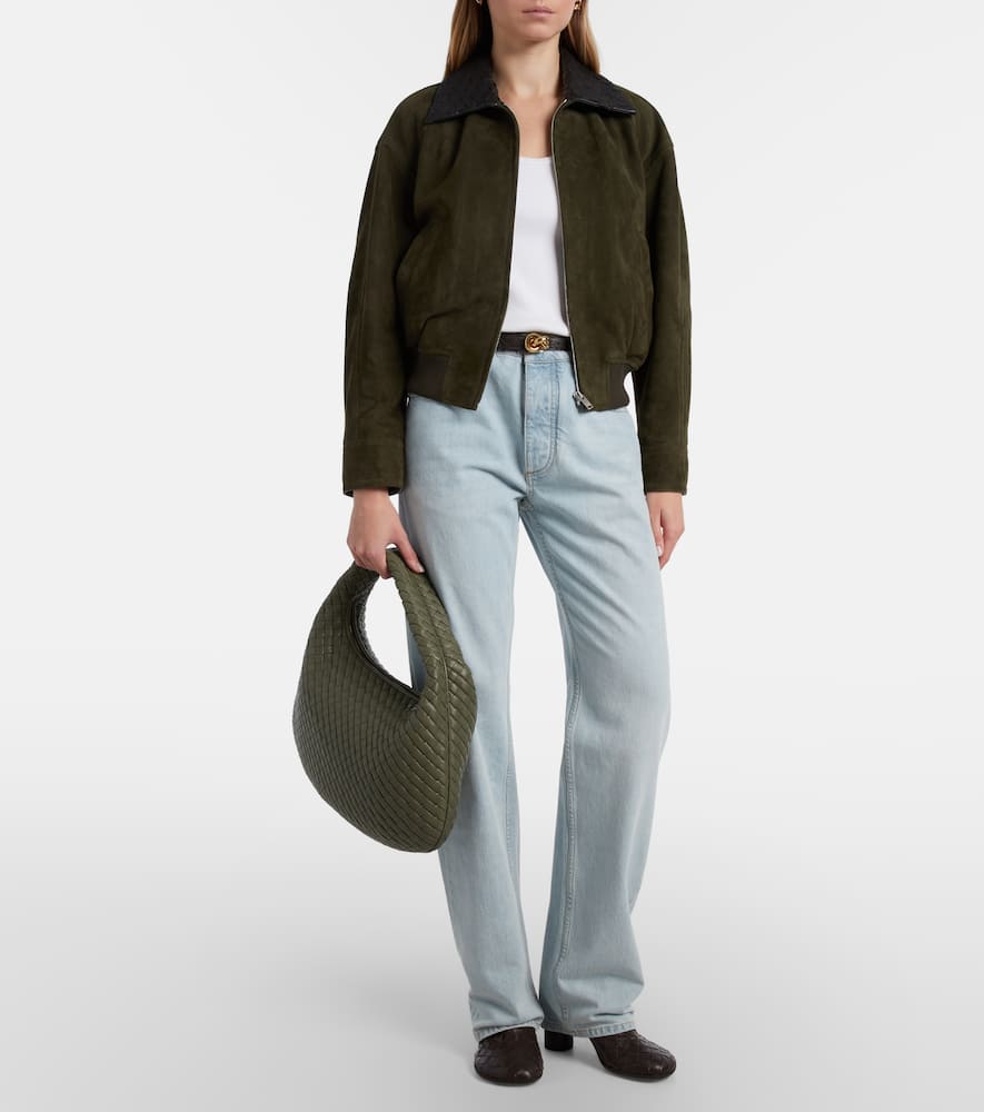 Bottega Veneta Veneta Intrecciato Medium Leather Shoulder Bag In Green