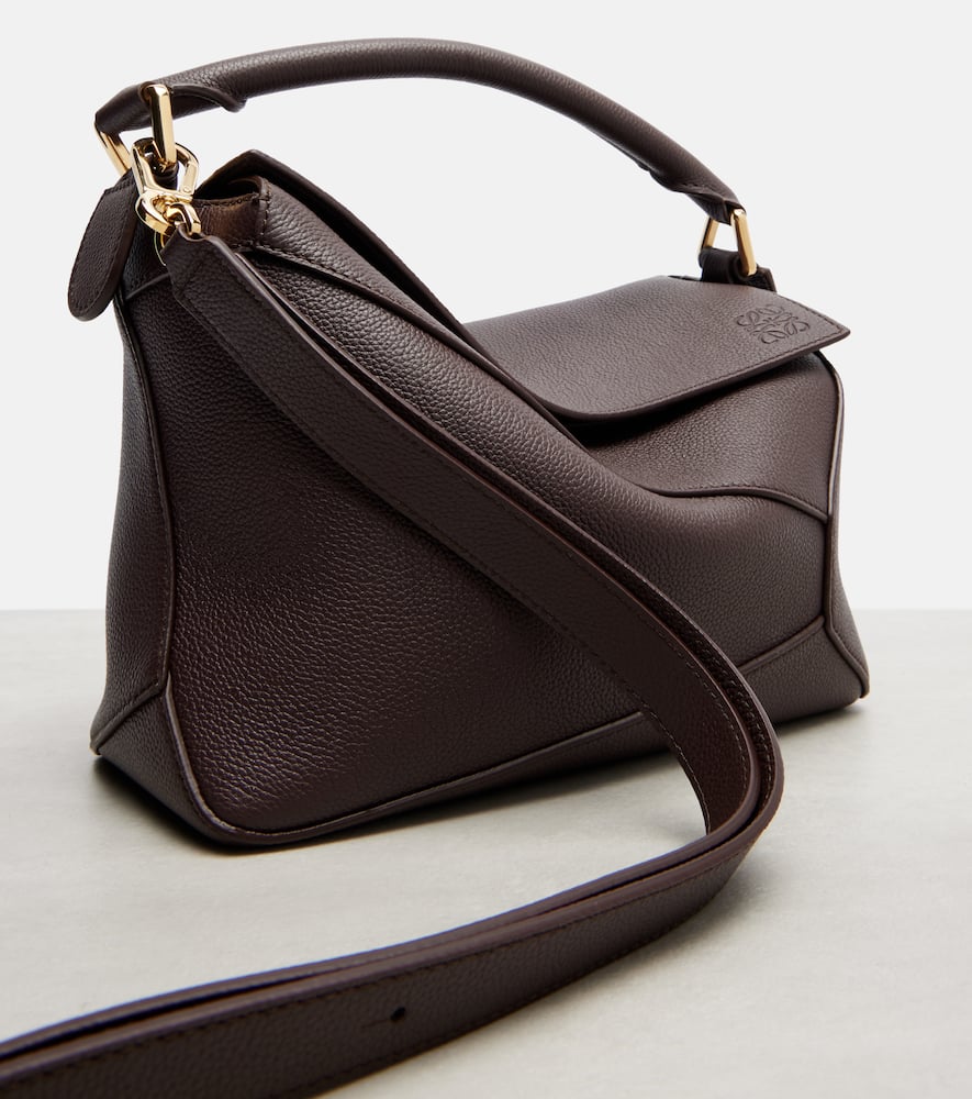 Loewe Puzzle Edge Small Leather Shoulder Bag In Brown