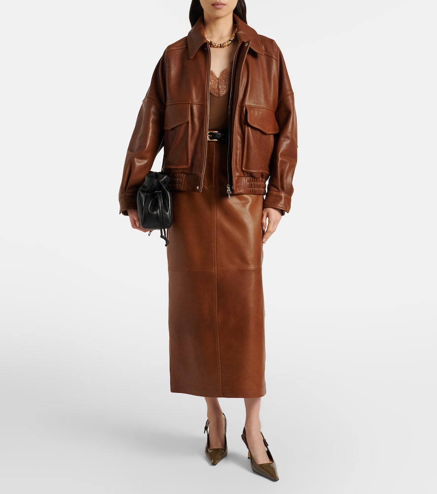  Nour Hammour Nour Hammour Ghalia Leather Pencil Skirt 