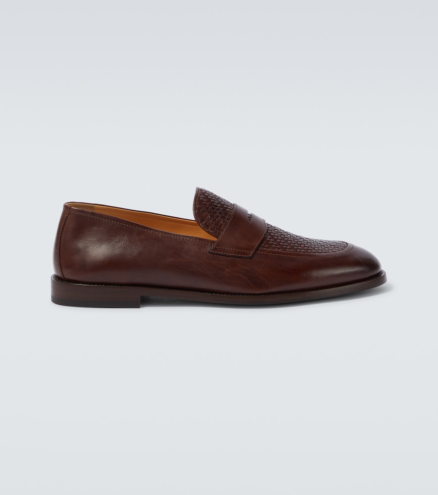 Woven Leather Penny Loafers