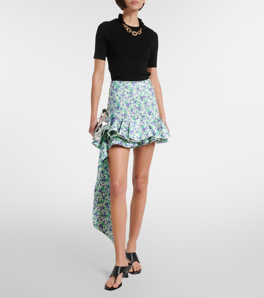  Rabanne Rabanne Ruffled Floral Jersey Miniskirt 