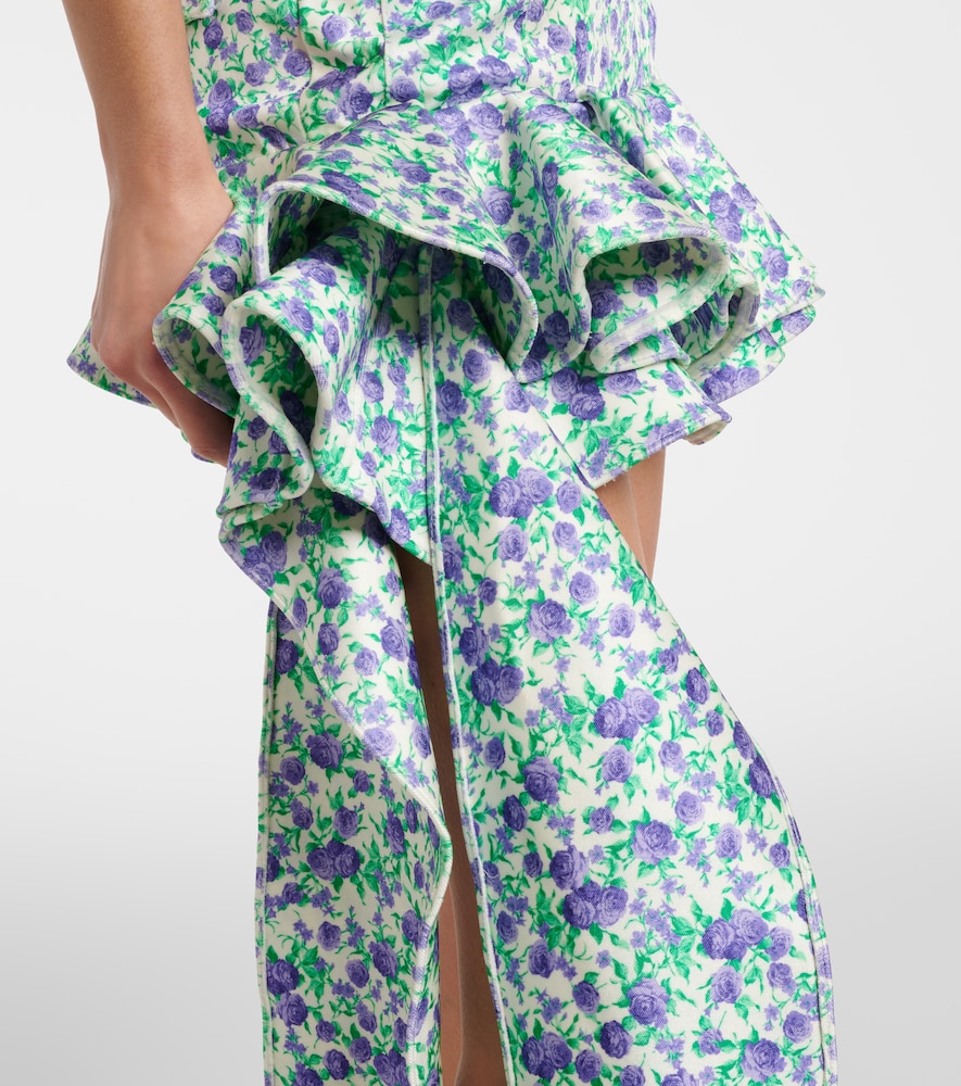  Rabanne Rabanne Ruffled Floral Jersey Miniskirt 