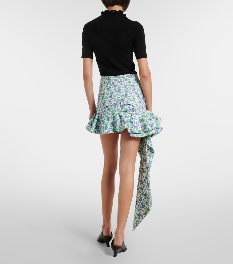 Ruffled Floral Jersey Miniskirt