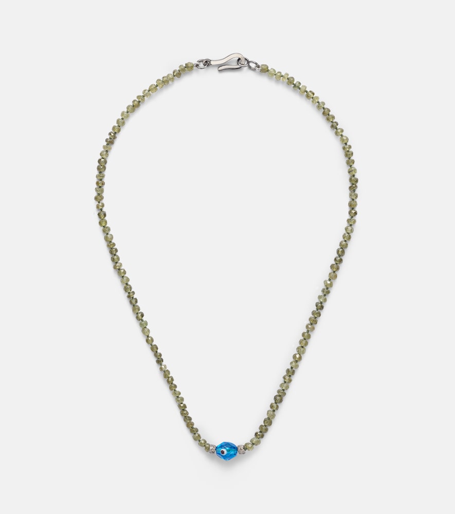 Ileana Makri 9kt white gold and sterling silver beaded necklace with garnets and diamonds
