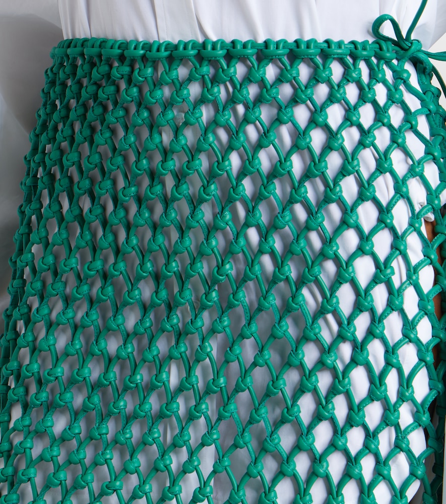 The Frankie Shop Nelaya macramé leather midi skirt | Thumbnail 3