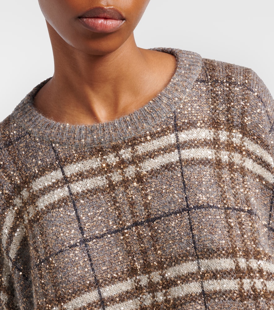  Brunello Cucinelli Brunello Cucinelli Checked Sequined Sweater 