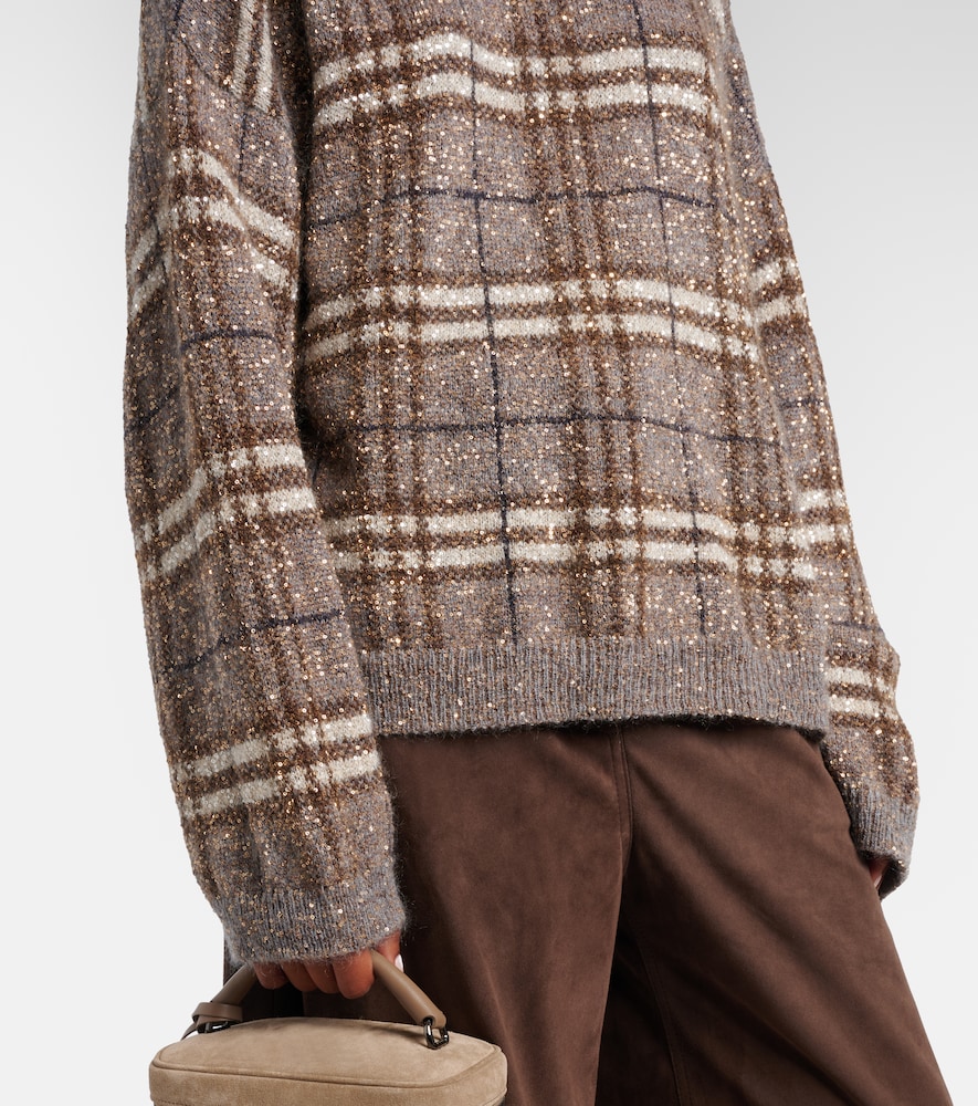  Brunello Cucinelli Brunello Cucinelli Checked Sequined Sweater 