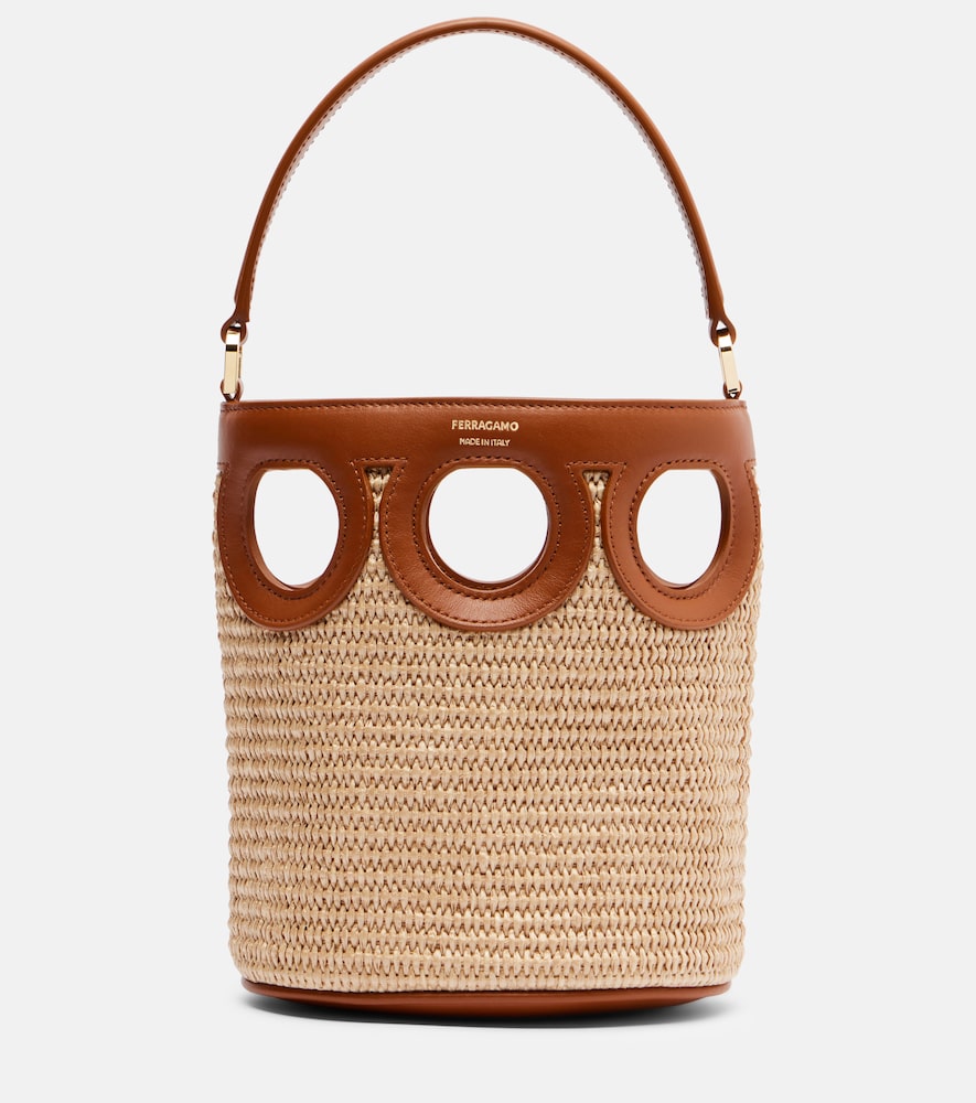 Borsa a secchiello Gancini Small in rafia