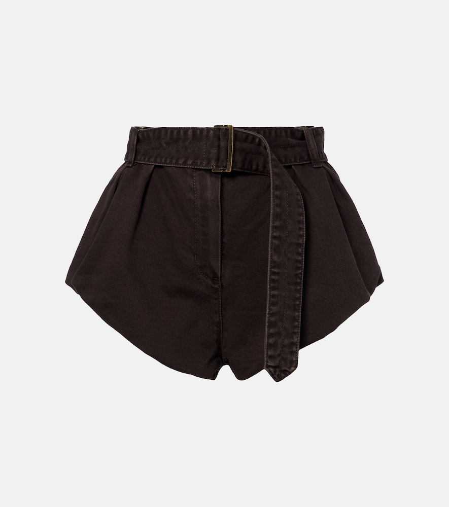 Shorts in canvas di cotone con cintura