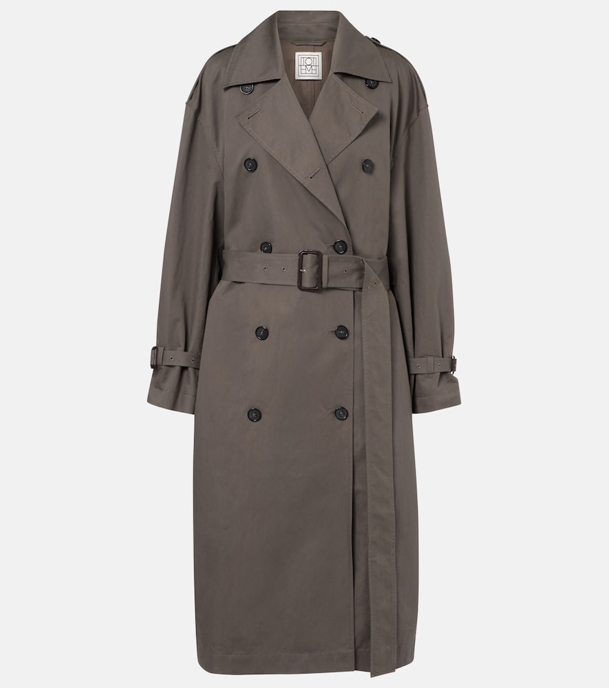 Toteme Women's Green Double-Breasted Cotton-Blend Trench Coat UK Size 6 - Mytheresa