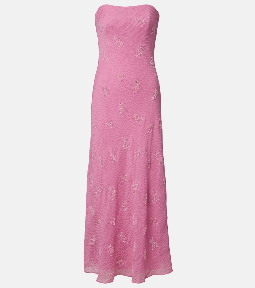 Abito lungo Cassie in organza con perline