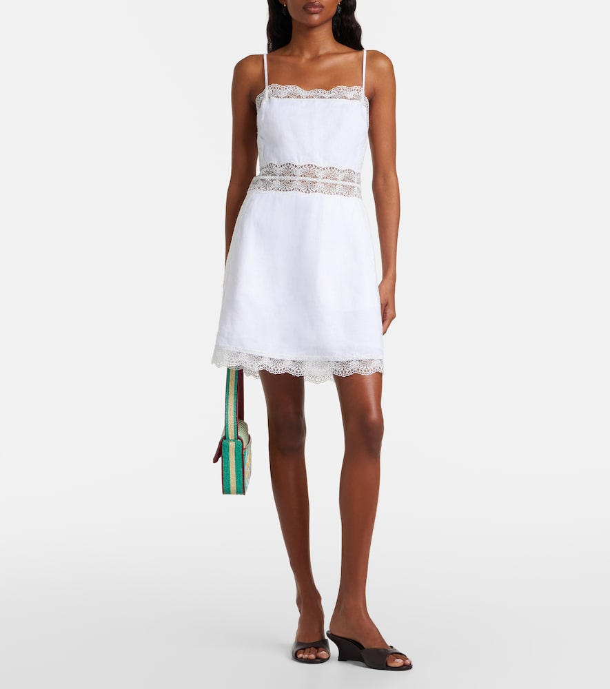 Staud Amalina lace-trimmed linen minidress