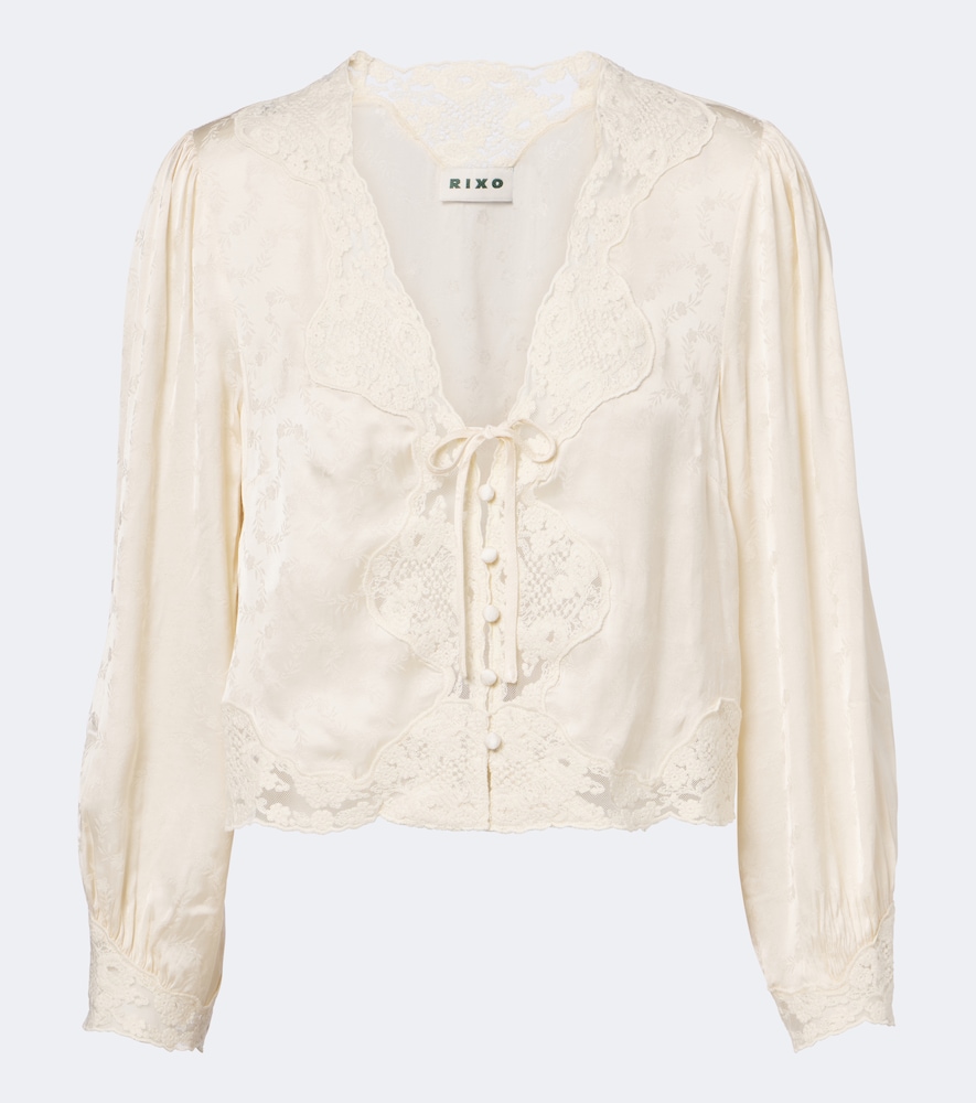 Blusa Tove in raso con ricamo floreale