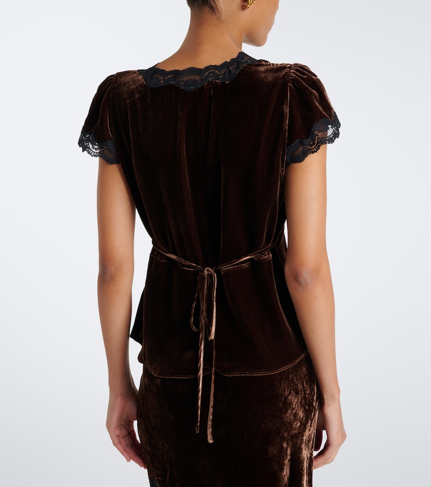 Karia Lace-Trimmed Velvet Top