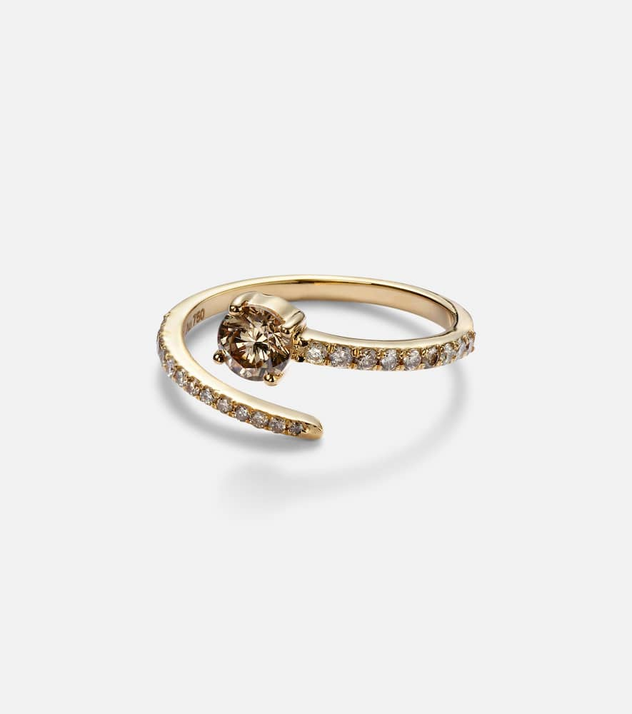 Grass Seed 18kt yellow gold ring with diamonds